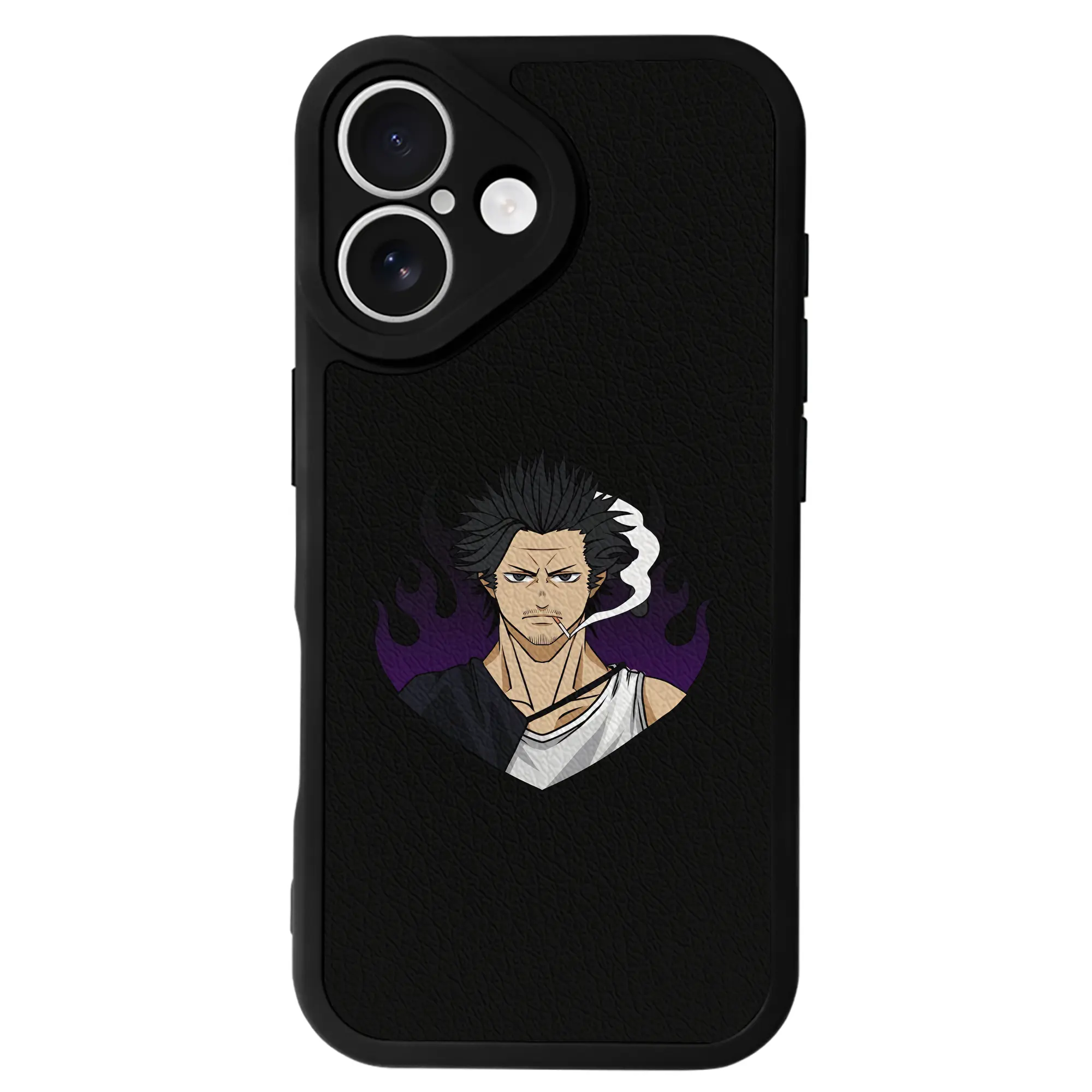 ブラッククローバー グッズ ヤミ・スケヒロ - IPhone 16シリーズ対応 ・ シリコンスマホケース ・ レザー調 ・ 高精度フィット ・ 耐衝撃 ・ ワイヤレス充電対応 ・ 精密カット